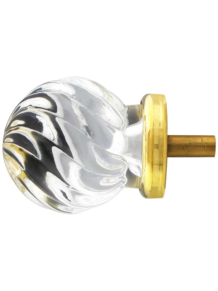Swirling Globe Style Glass Knob With Solid Brass Base House of