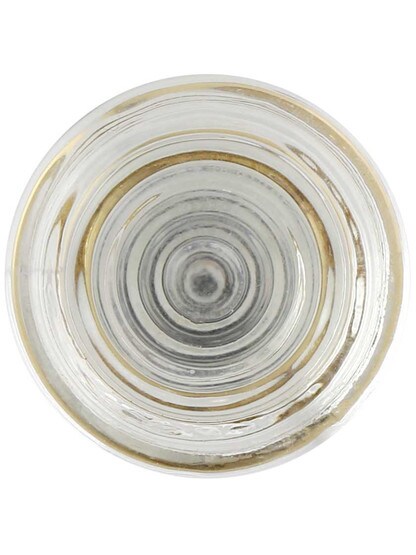 Alternate View 2 of Deco Style Clear-Glass Cabinet Knob with Brass Base - 1 1/4 inch Diameter.