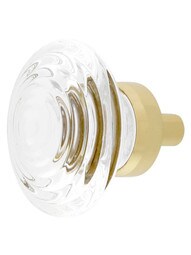 Deco Style Clear-Glass Cabinet Knob with Brass Base - 1 1/4" Diameter