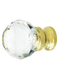 Small Globe Style Cut Crystal Knob With Solid Brass Base.