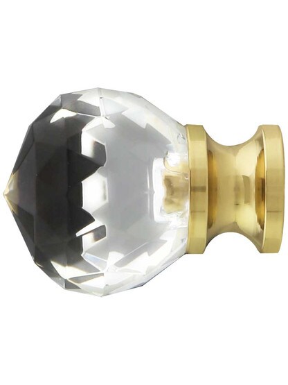 Alternate View of Medium Globe Style Cut Crystal Knob With Solid Brass Base.
