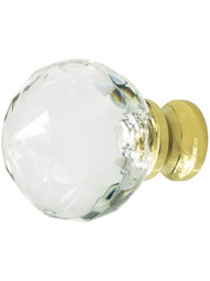 Medium Globe Style Cut Crystal Knob With Solid Brass Base