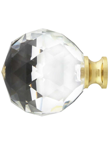 Alternate View of Large Globe Style Cut Crystal Knob With Solid Brass Base.