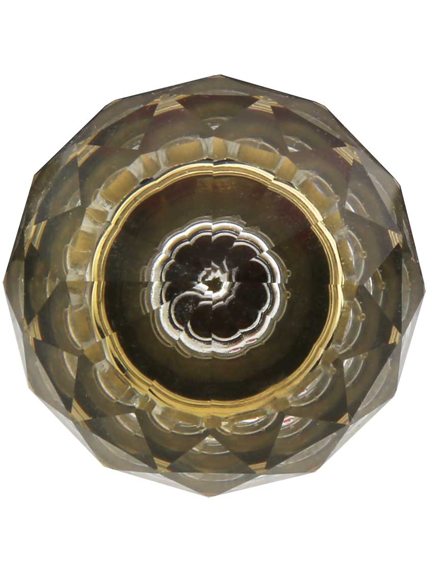 Alternate View 2 of Large Globe Style Cut Crystal Knob With Solid Brass Base.