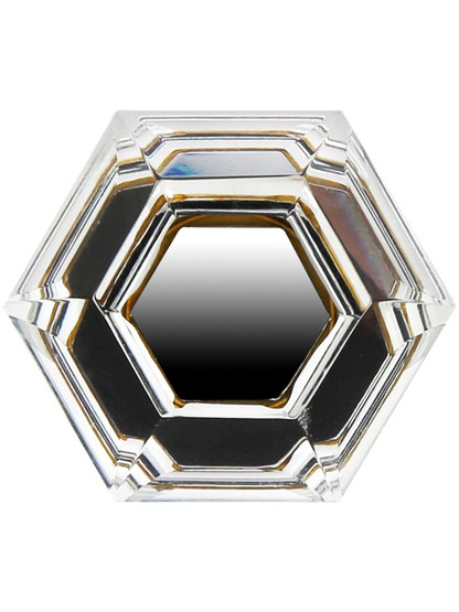 Alternate View 2 of Hexagonal Cut Glass Knob With Solid Brass Base.