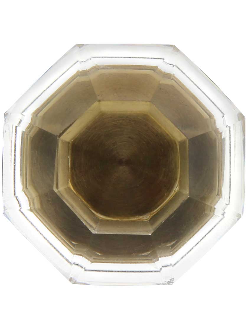 Large Octagonal Cut Crystal Knob With Solid Brass Base