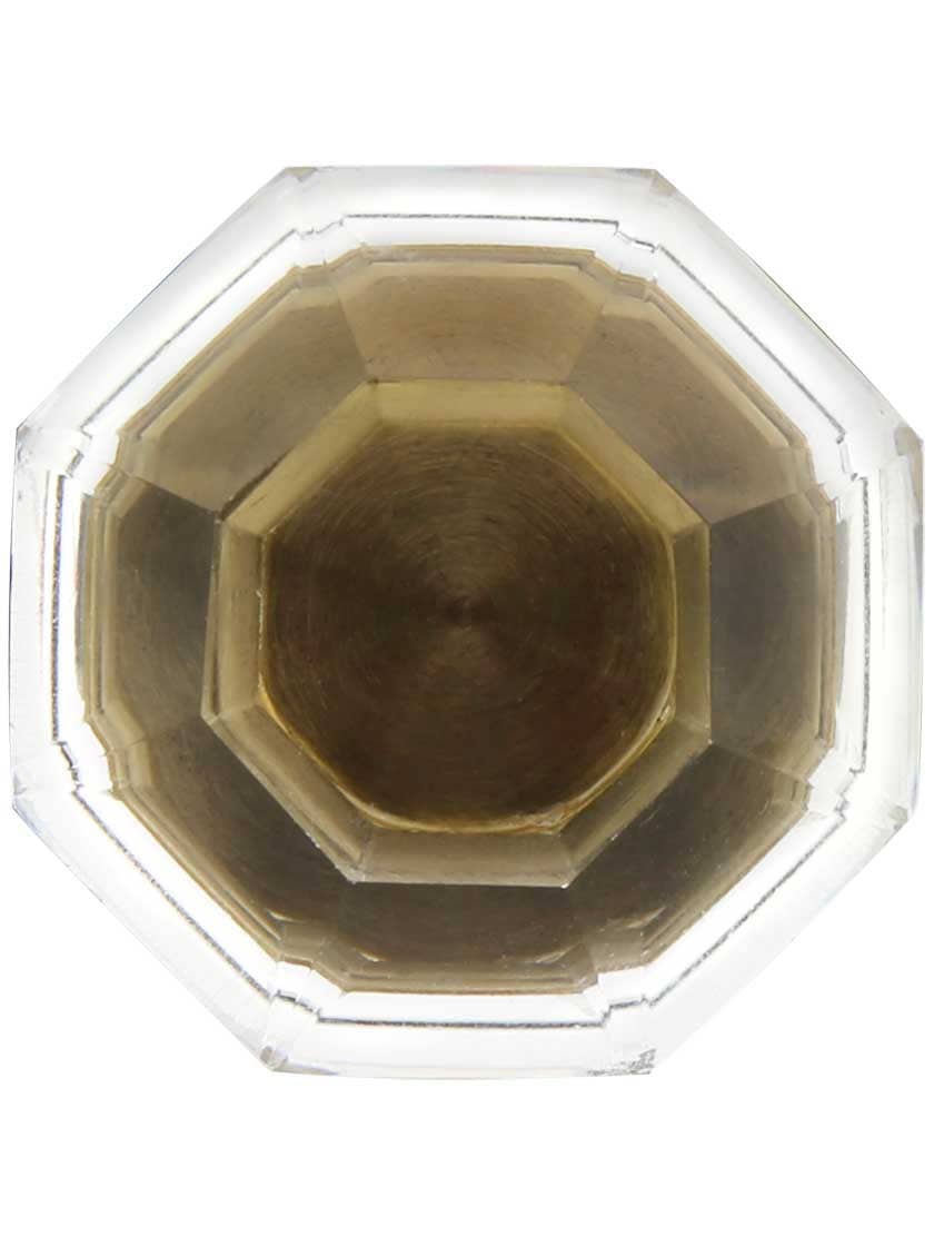 Alternate View 2 of Large Octagonal Cut Crystal Knob With Solid Brass Base.