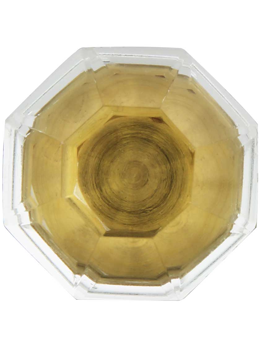 Medium Octagonal Cut Crystal Knob With Solid Brass Base House of