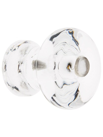 Clear Round Glass Mushroom Cabinet Knob With Nickel Bolt.