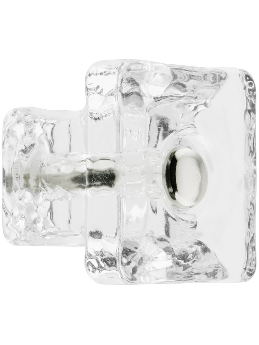 Square Glass Cabinet Knob With Nickel Bolt