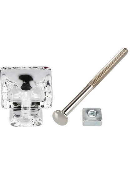 Alternate View 3 of Square Glass Cabinet Knob With Nickel Bolt