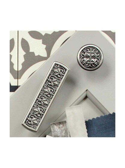 Alternate View of Fleur-de-Lis Drawer Pull - 3 inch Center to Center.