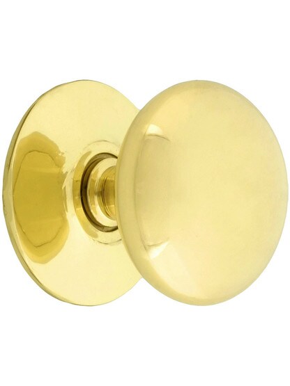Polished Brass Cabinet Knob with Rosette - 1 1/4 inch or 1 1/2 inch Diameter