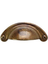 3 1/2-Inch Stamped Brass Cup Drawer Pull In Antique-By-Hand - 3