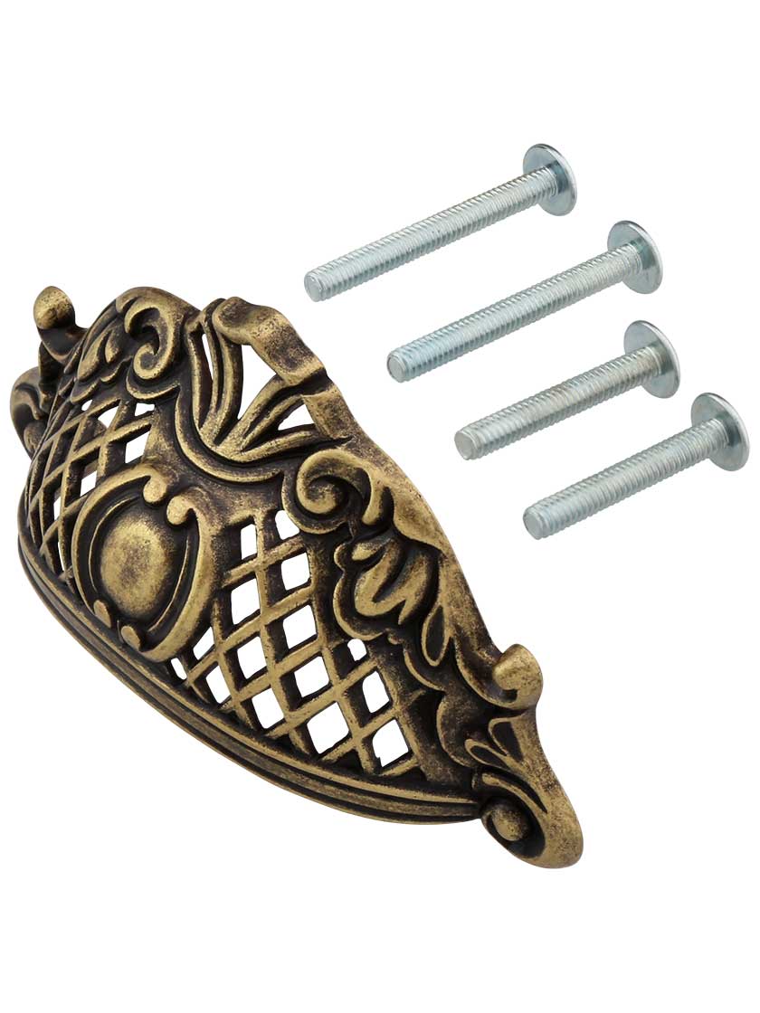 Alternate View 2 of 3 13/16 inch Baroque Bin Pull With Choice of Finish.