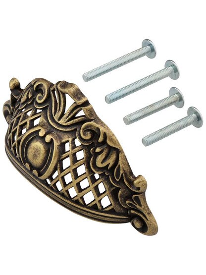 Alternate View 2 of 3 13/16 inch Baroque Bin Pull With Choice of Finish.