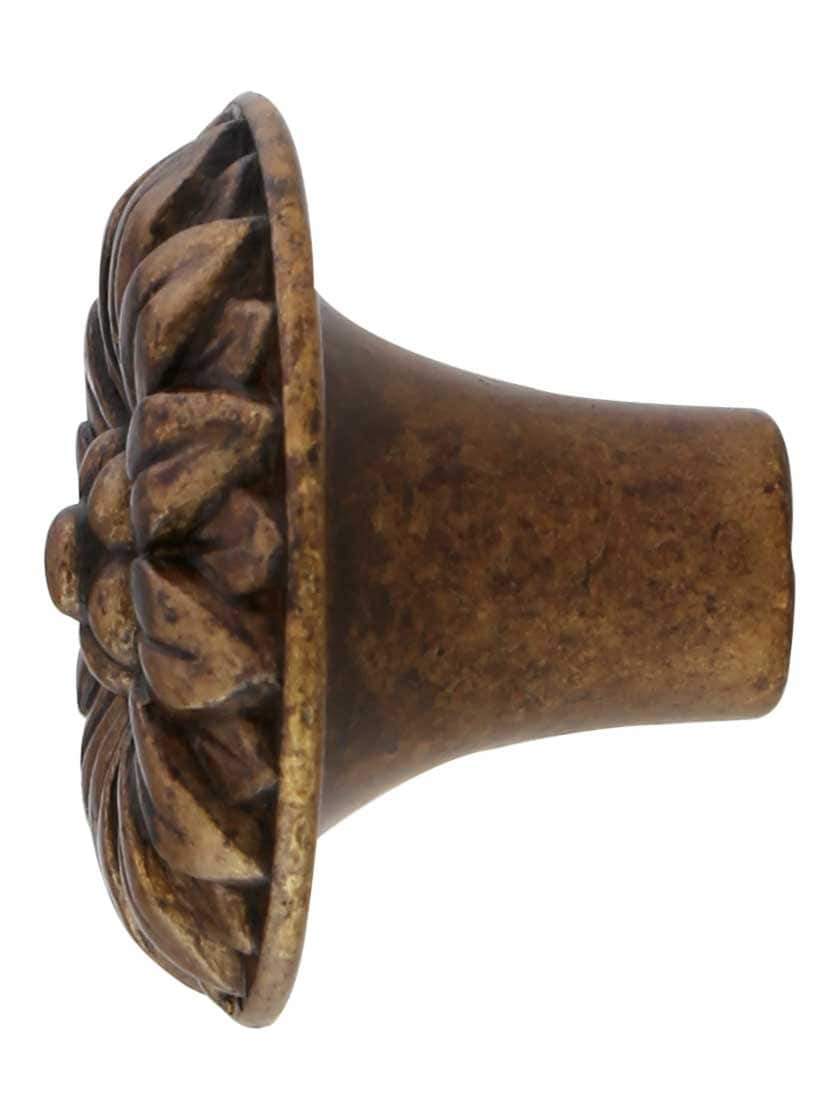Alternate View of Small Flower Cabinet Knob with Choice of Finish.