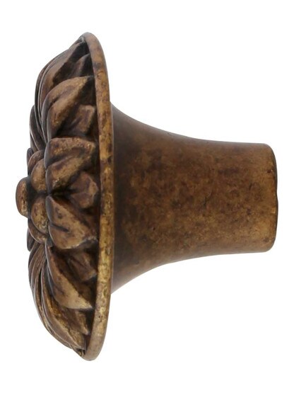 Alternate View of Small Flower Cabinet Knob with Choice of Finish.