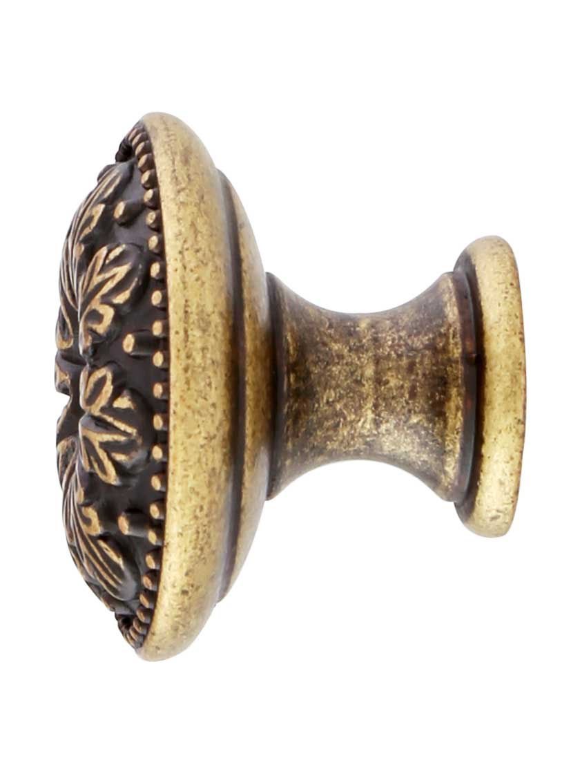 Alternate View of Small Leaf Cabinet Knob with Choice of Finish.