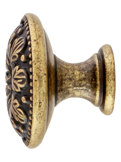 Alternate View of Leaf Design Cabinet Knob With Choice Of Finish.