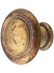 Ringed Edge Round Cabinet Knob - 1 3/16inch Diameter.