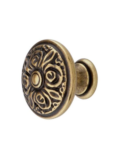Rose Design Cabinet Knob in Old Iron Finish | House of Antique Hardware