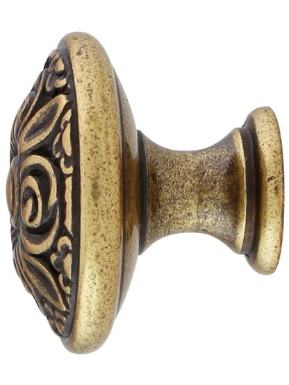 Alternate View of Rose Design Cabinet Knob.