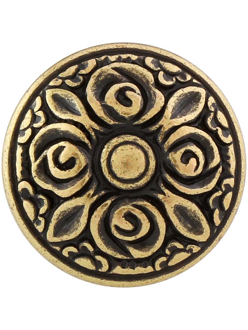 Rose Design Knob in Old Iron Finish House of Antique Hardware