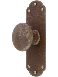 Round Steel Knob With Short Backplate In Distressed Rust Finish