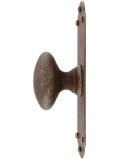 Alternate View of Round Steel Knob With Short Backplate In Distressed Rust Finish