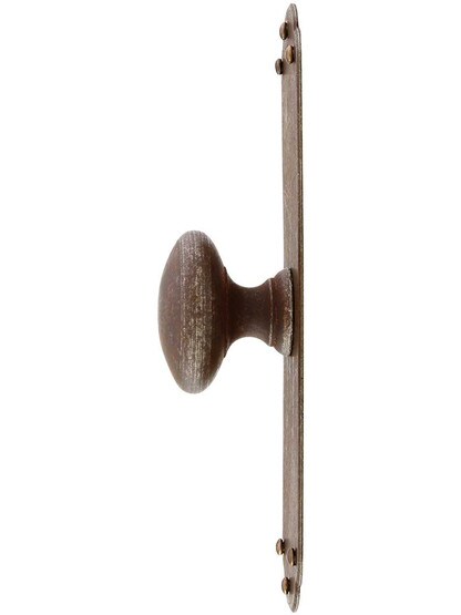 Alternate View of Antique-Rust Round Knob with Long Backplate.