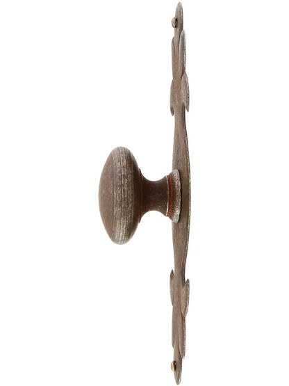 Alternate View of Antique-Rust Round Knob with Backplate.