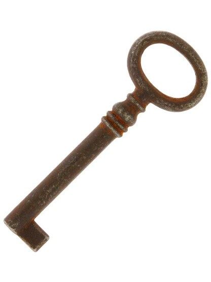 Steel Cabinet Lock Key In Distressed Rust Finish.