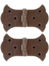 Pair of Antique-Rust Cabinet Hinges - 2-Inch H x 3 1/4-Inch W.
