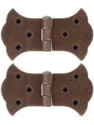 Pair of Antique-Rust Cabinet Hinges - 2-Inch H x 3 1/4-Inch W.