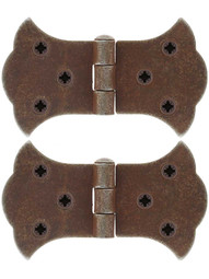 Pair of Antique-Rust Cabinet Hinges - 2-Inch H x 3 1/4-Inch W