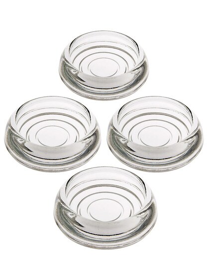 Set of 4 Glass Furniture Caster Cups - 3 inch Diameter In Clear Glass