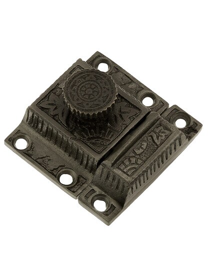 Cast Iron Oriental Pattern Turn Latch In Antique Iron