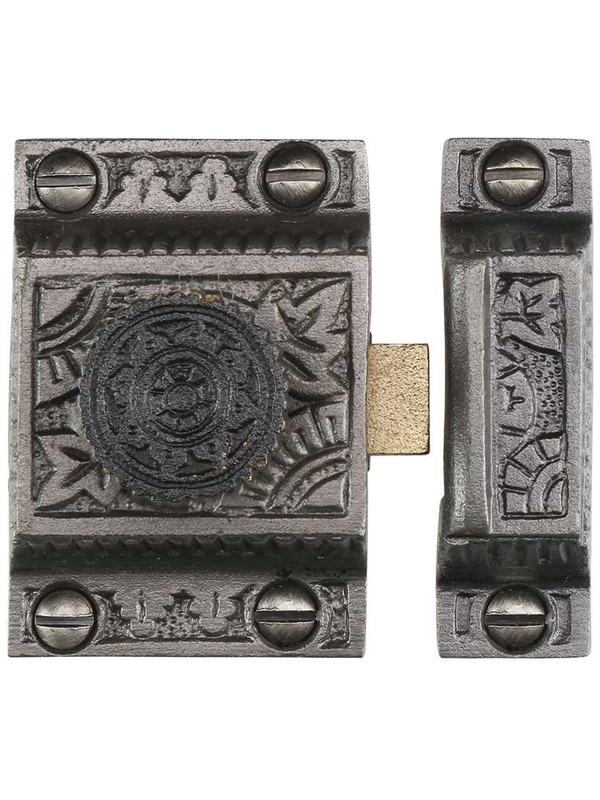 Alternate View of Cast Iron Oriental Pattern Turn Latch In Antique Iron