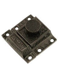 Cast Iron Oriental Pattern Turn Latch In Antique Iron