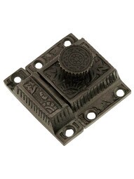 Cast Iron Oriental-Pattern Turn Latch in Antique Iron