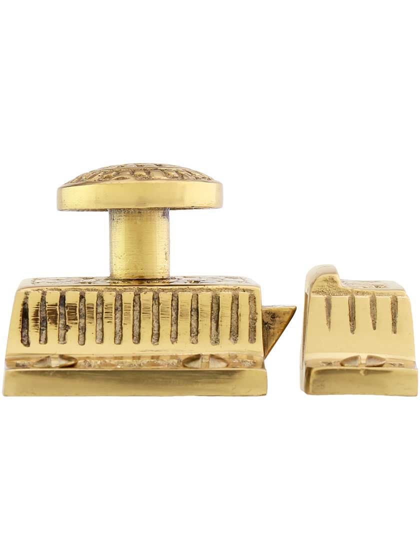 Alternate View 2 of Solid Brass Windsor Pattern Cabinet Latch With Round Knob.