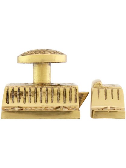 Alternate View 2 of Solid Brass Windsor Pattern Cabinet Latch With Round Knob.
