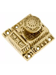 Solid Brass Windsor Pattern Cabinet Latch with Round Knob