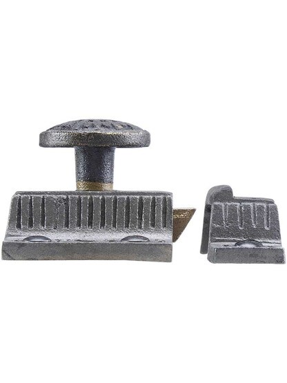 Alternate View 2 of Cast Iron Windsor Pattern Cabinet Latch With Round Knob In Antique Iron.