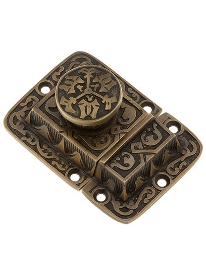 Cast Brass Butterfly Pattern Turn Latch In Antique By Hand