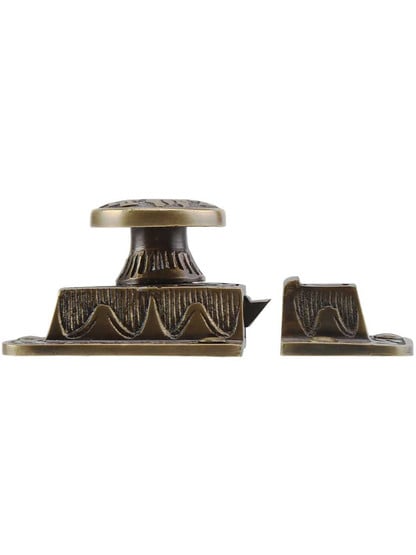 Alternate View 2 of Cast Brass Butterfly Pattern Turn Latch In Antique By Hand