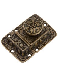 Cast-Brass Butterfly Pattern Turn Latch in Antique-By-Hand