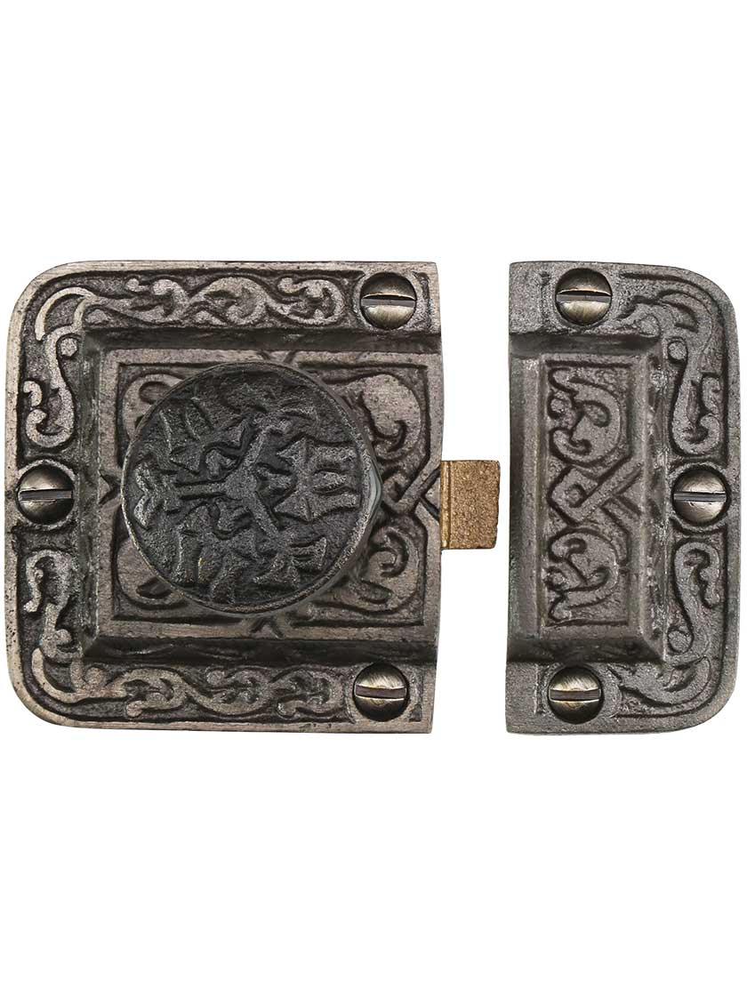 Alternate View of Cast Iron Butterfly Pattern Turn Latch In Antique Iron