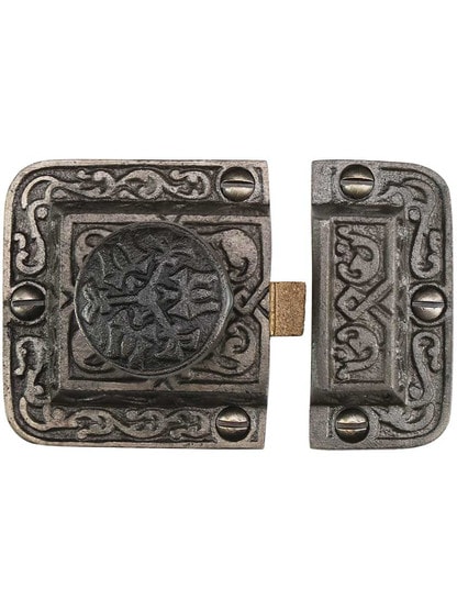 Alternate View of Cast Iron Butterfly Pattern Turn Latch In Antique Iron
